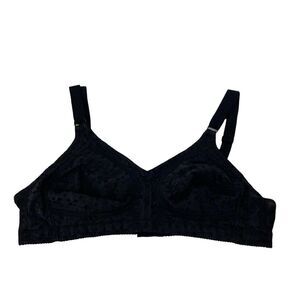 Isadora Paccini Bra Womens Size 34B Black Cotton Blend Floral Eyelete Wireless